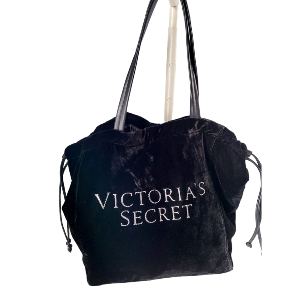 Victoria's Secret Black Velveteen Shoulder Bag Purse
